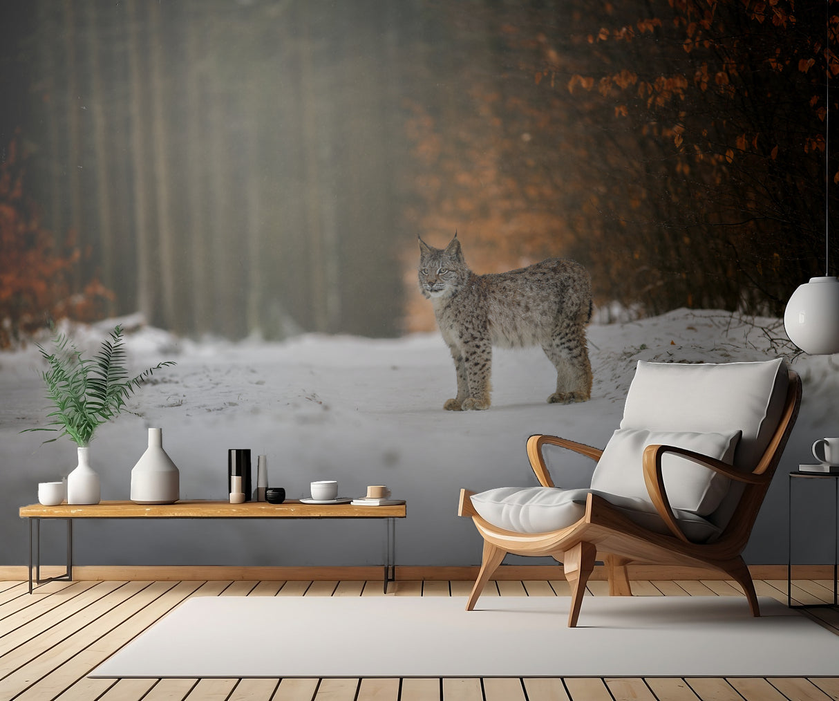 Bobcat in winter forest Poster och Canvastavla