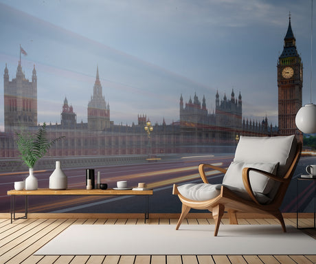 Big Ben with bright trails Poster och Canvastavla