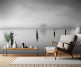 Three Cormorants and one Heron Poster och Canvastavla