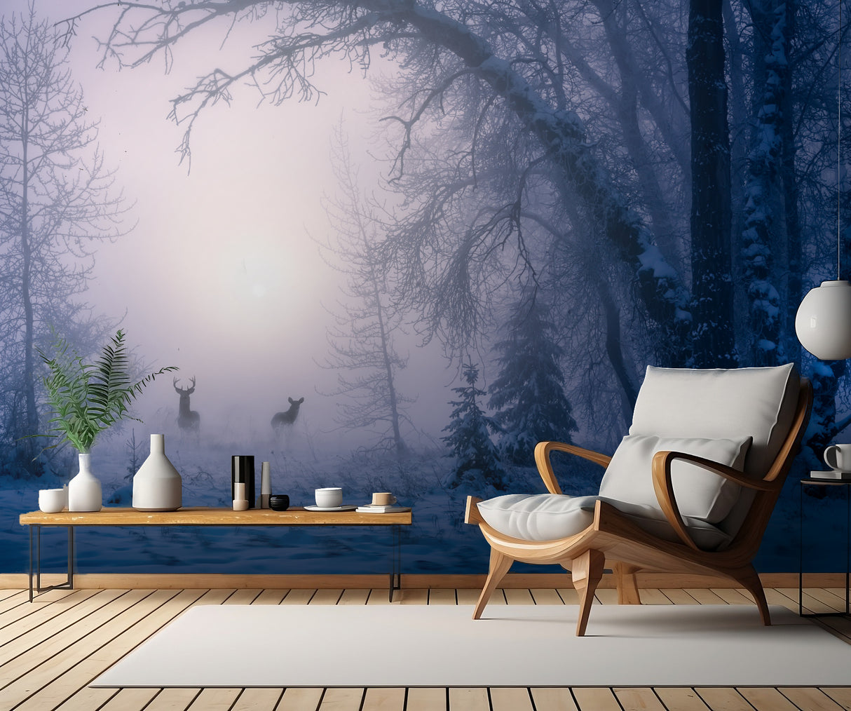 The shadow of deer in the morning fog Poster och Canvastavla