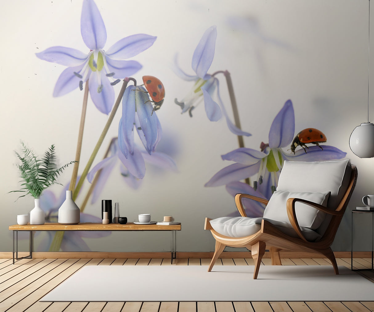 Springtime (Ladybirds with Scilla Siberica) Poster och Canvastavla