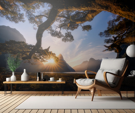 Sunny Day in Milford Sound Poster och Canvastavla