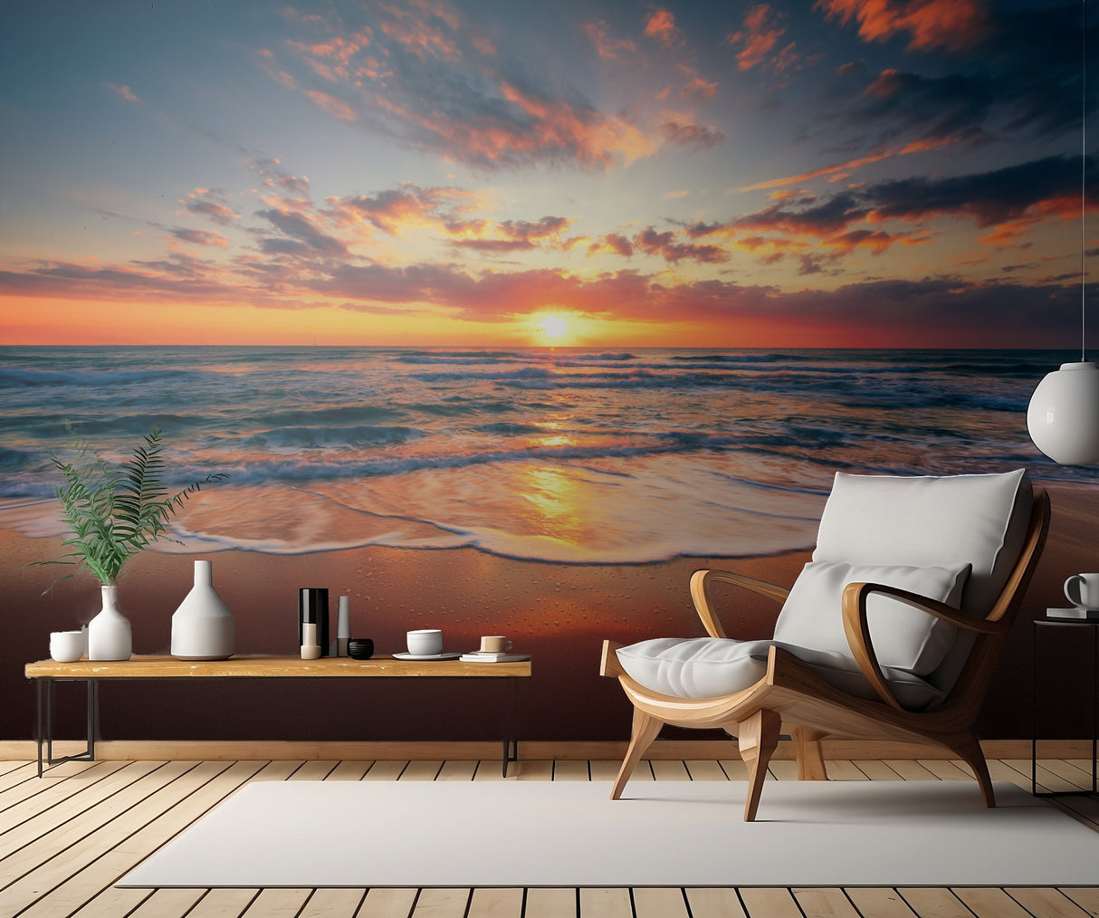 Sea sunrise on the beach coast Poster och Canvastavla