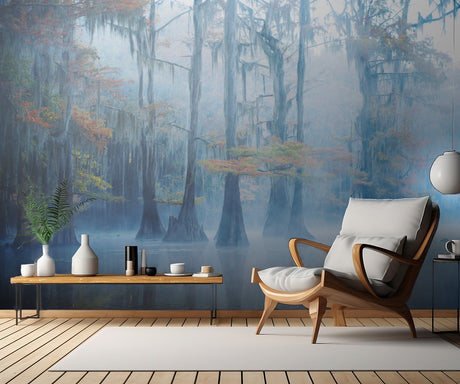 Foggy Swamp Morning Poster och Canvastavla