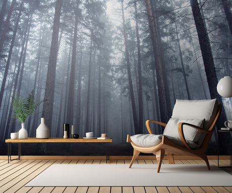 Mysterious foggy forest. Poster och Canvastavla