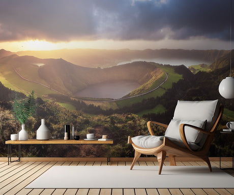 Azores - Sete Cidades Sunset Panorama Poster och Canvastavla