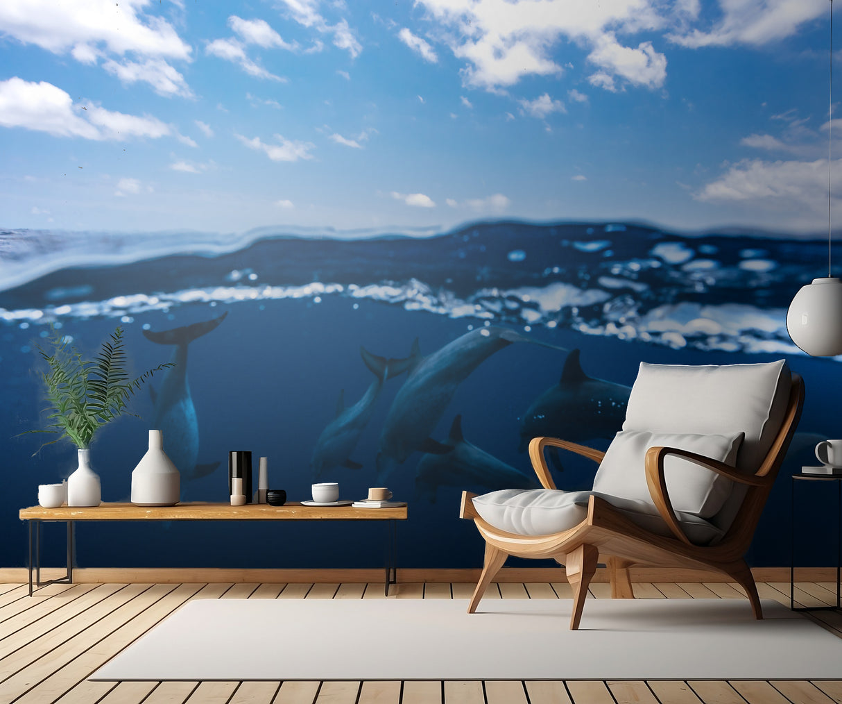 Between air and water with the dolphins Poster och Canvastavla