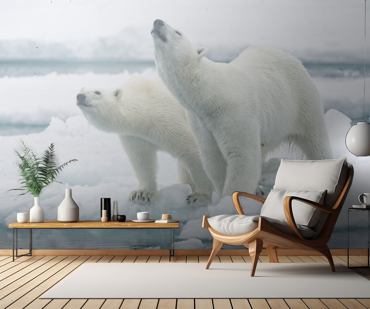 Polar bears, mother and son Poster och Canvastavla