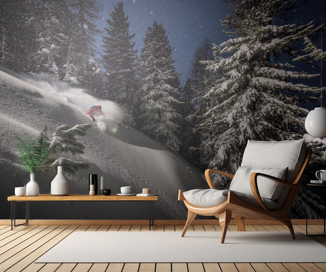 Night Powder turns with Adrien Coirier Poster och Canvastavla