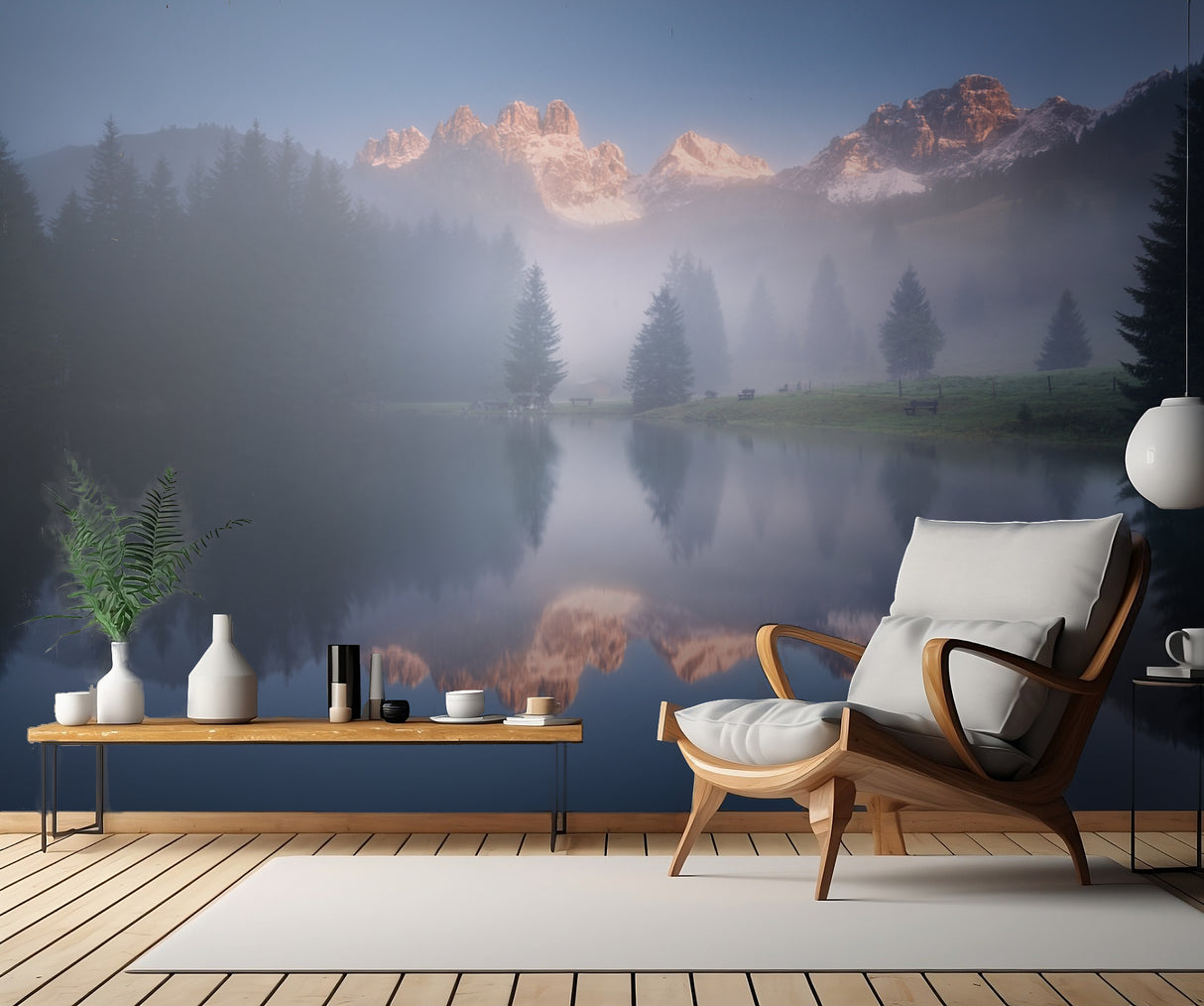 Mysterious morning by the lake Poster och Canvastavla
