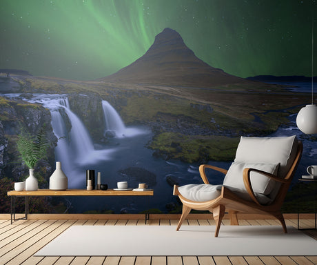 Kirkjufell...   Under a boreal green sky Poster och Canvastavla