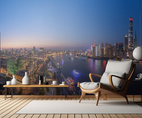 The Blue Hour in Shanghai Poster och Canvastavla
