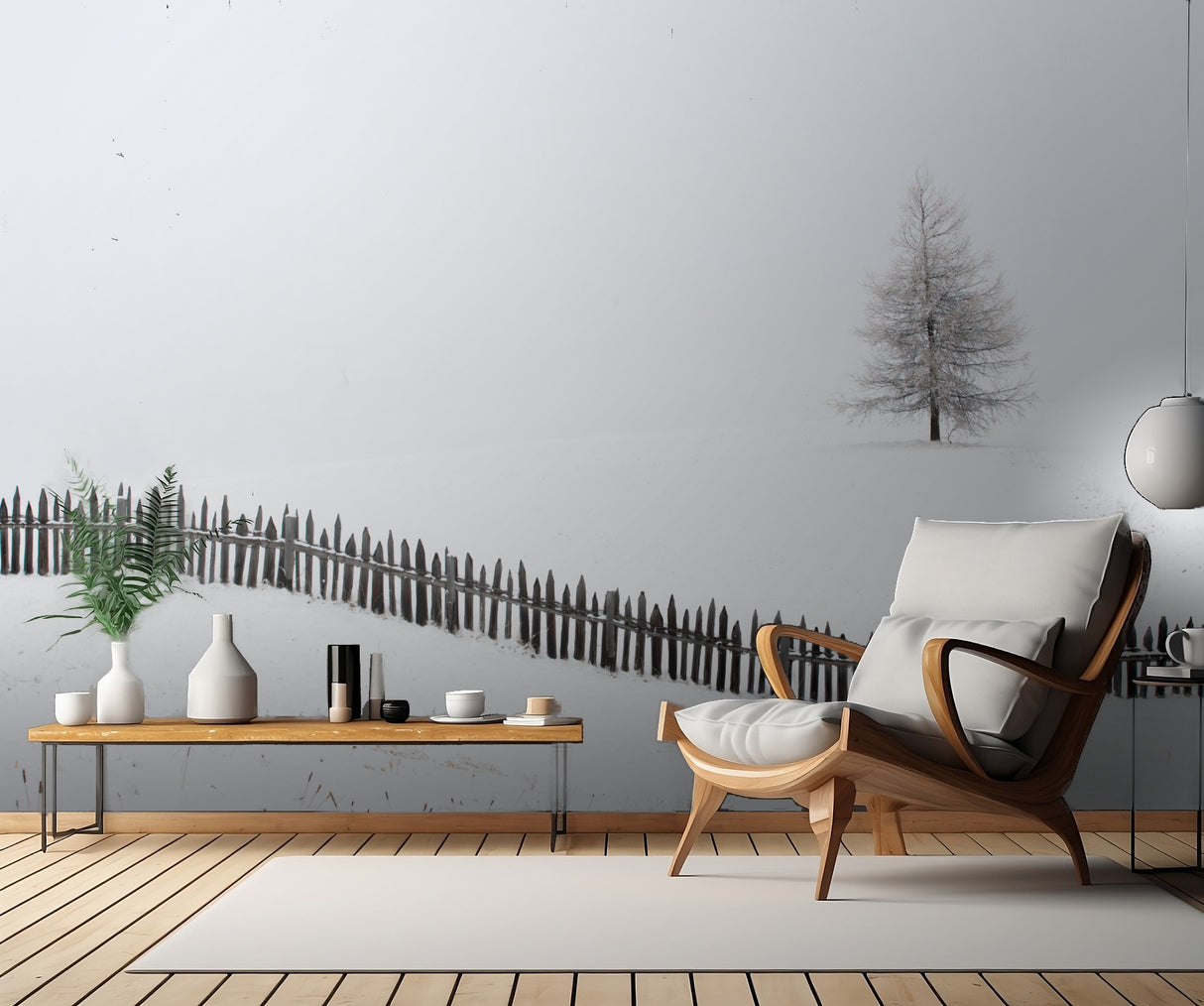 The larch behind the fence Poster och Canvastavla