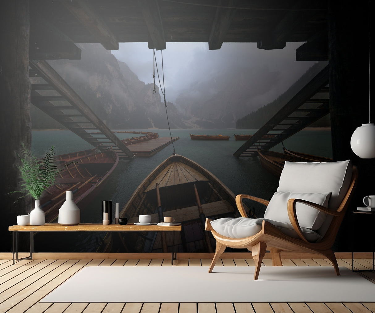 Under the pier during the storm Poster och Canvastavla
