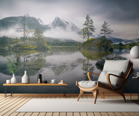 Rainy morning at Hintersee (Bavaria) Poster och Canvastavla