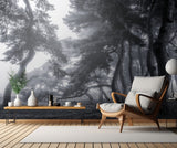 Pine trees dancing in the fog Poster och Canvastavla