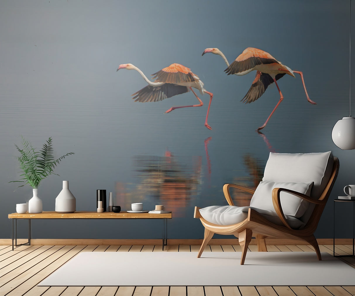 Flamingo landing Poster och Canvastavla