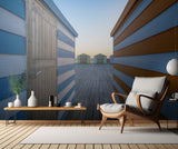 Beach huts on the pier Poster och Canvastavla
