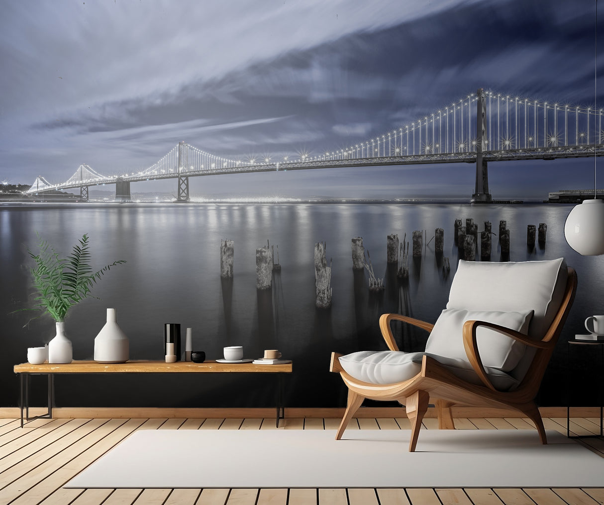 The Bay Bridge Lights San Francisco Poster och Canvastavla