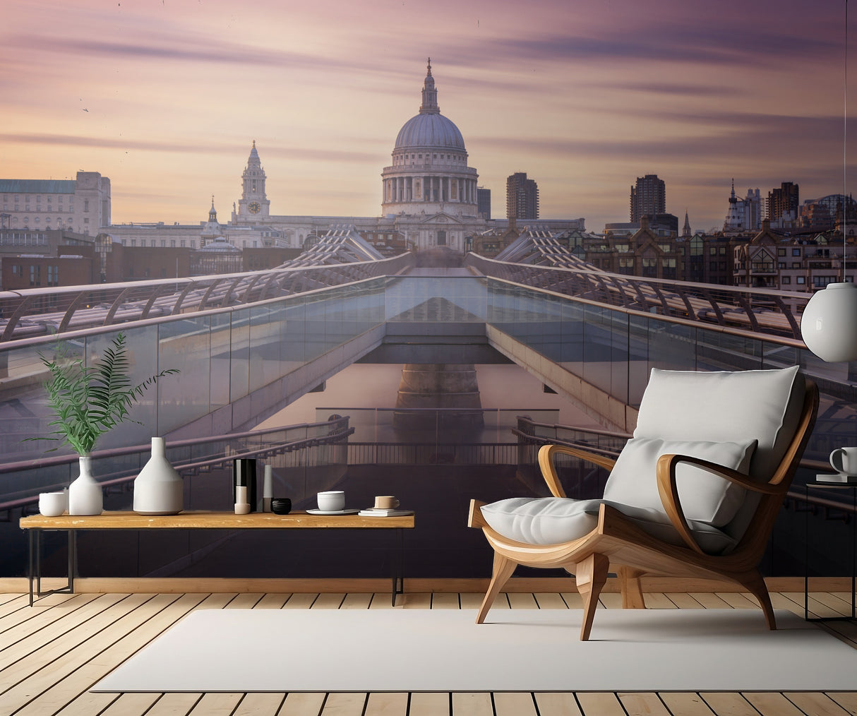 Millennium bridge leading towards St. Paul's church Poster och Canvastavla