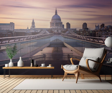 Millennium bridge leading towards St. Paul's church Poster och Canvastavla